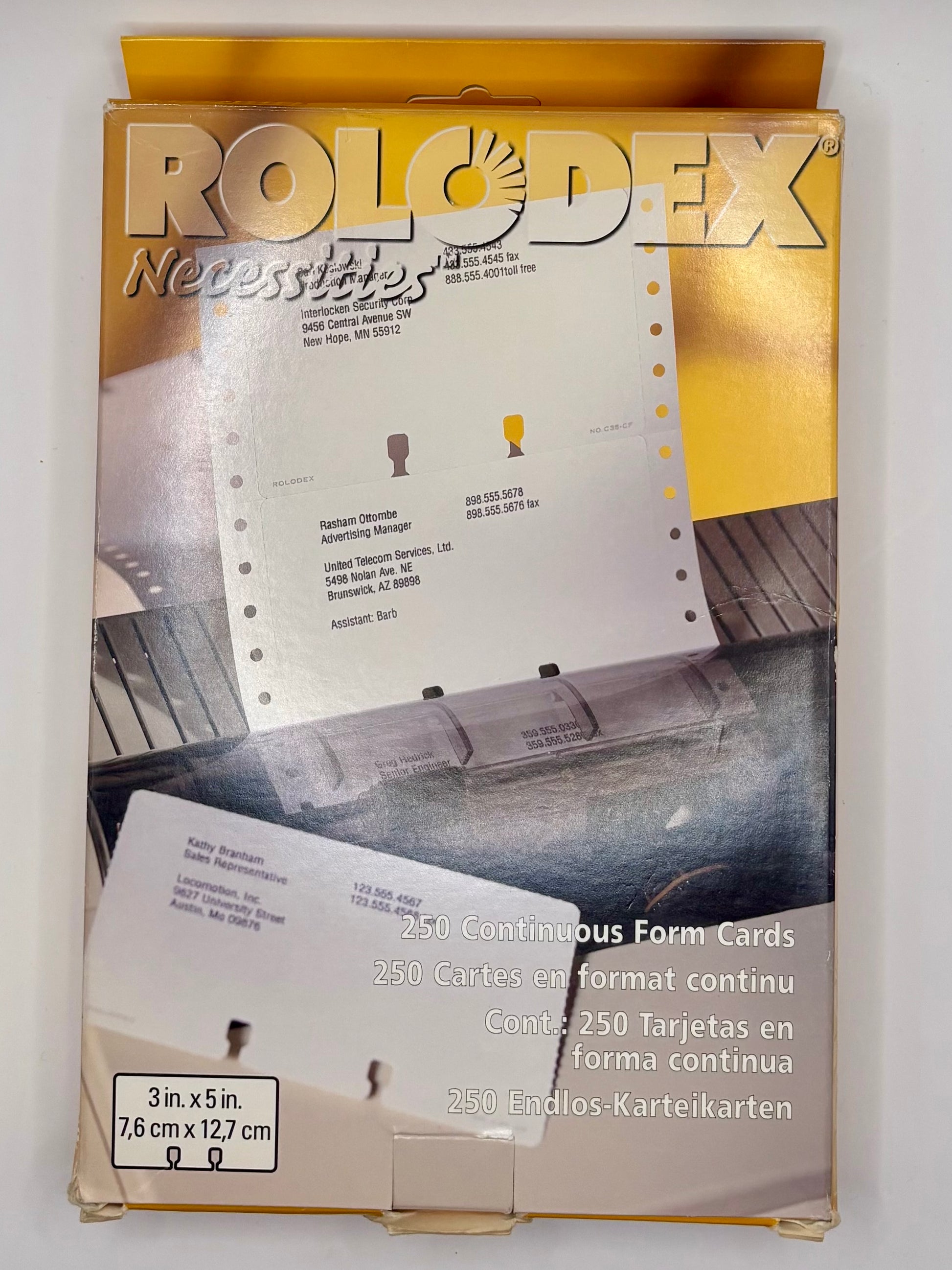 250 - 3" x 5" Rolodex Continuous Form Cards, Item #67627
