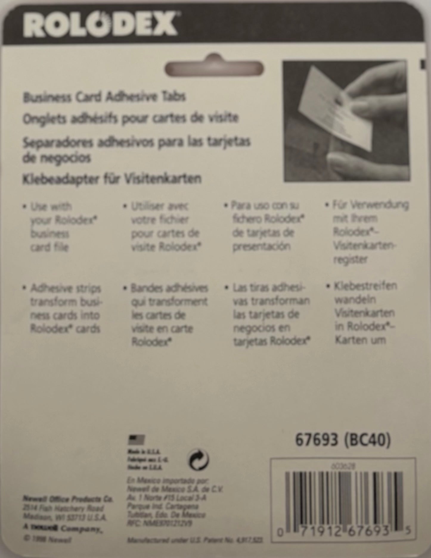 40 Business Card Adhesive Tabs, Item #67693