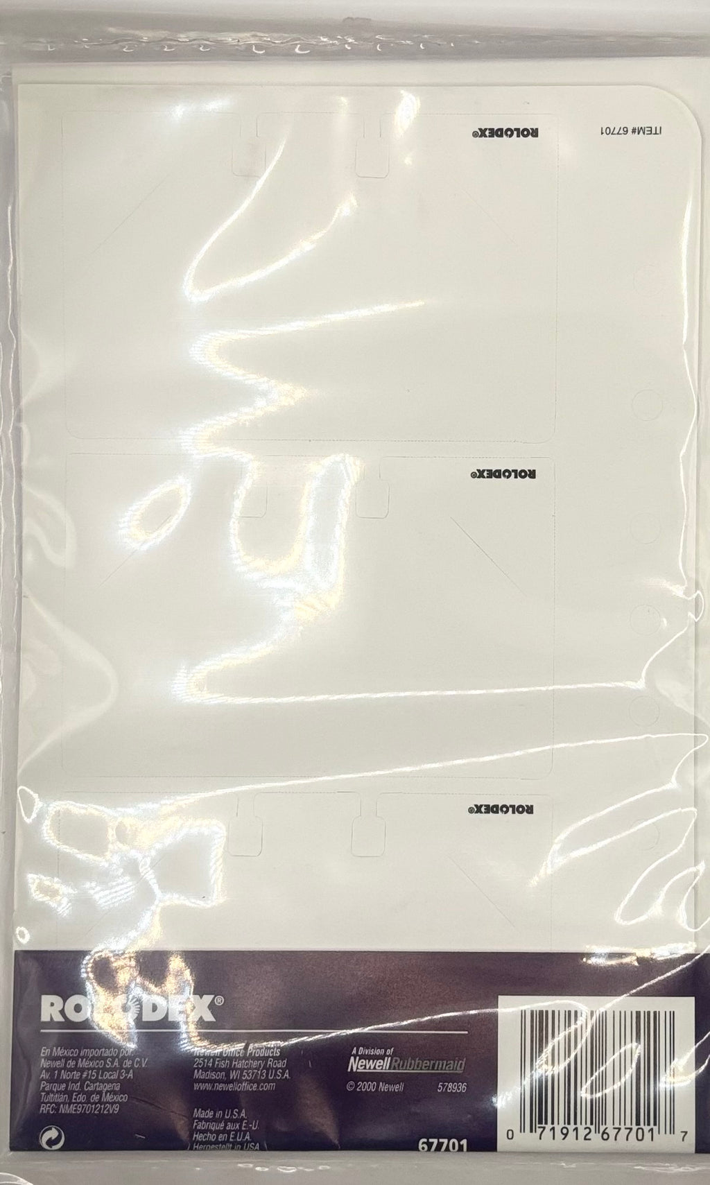 Rolodex 12 Slotted Card Planner Pages, Item#67701